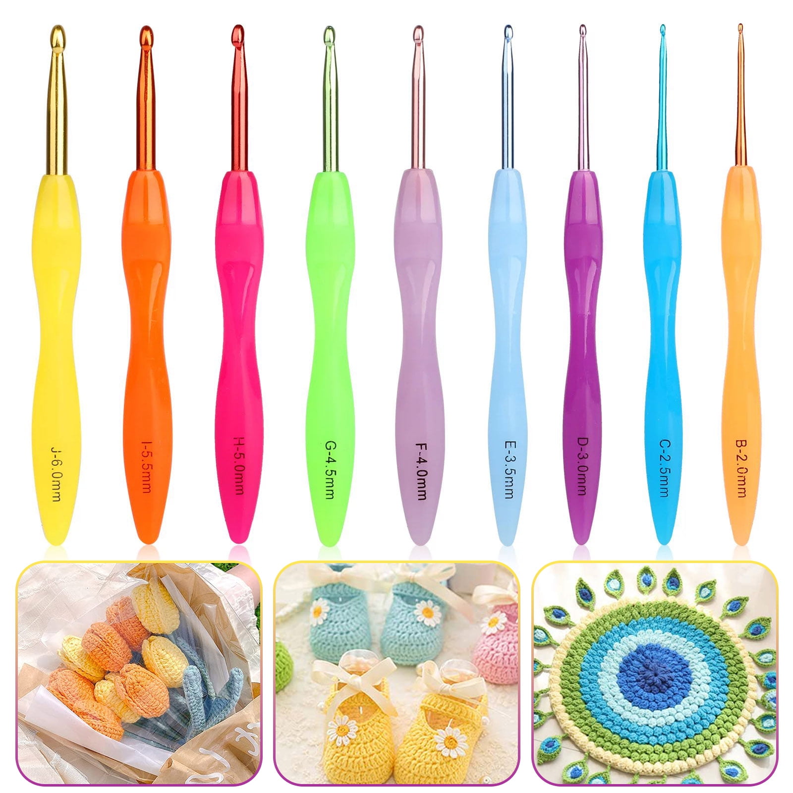 2.0-6.0 Pink Crochet Hooks Set With Scissors (suitable For Diy Knitting  Bags, Dolls, Etc.)