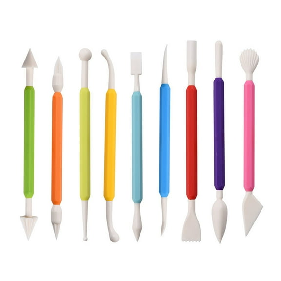 9pcs Fondant Modeling Tools Muticolor Gum Paste for Cake Decorating DIY Cake Sculpting Tools Set Marshmallow Making Kitchen Gadget