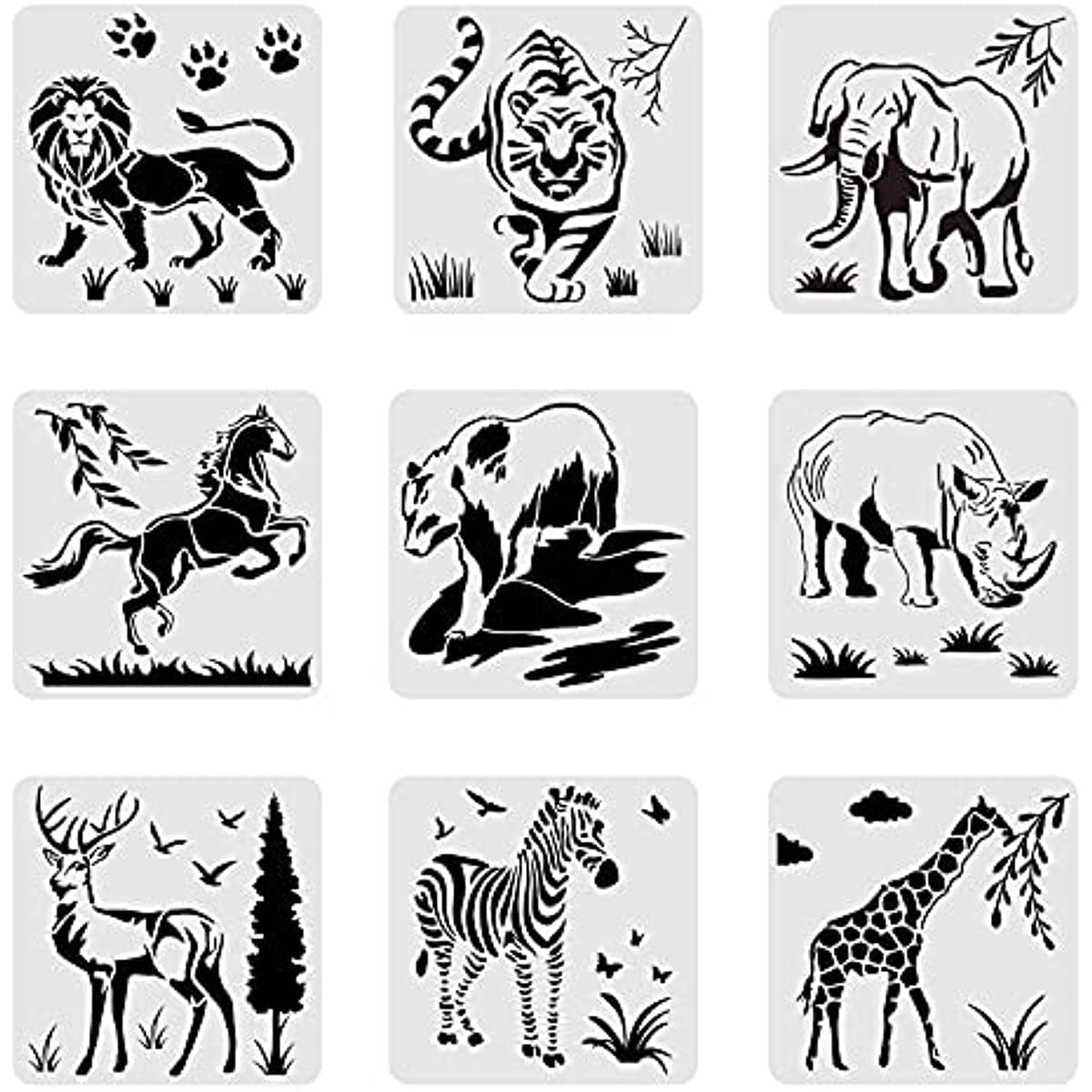 Animal Stencil Set Art Black Stock Vector (Royalty Free) 1409978951