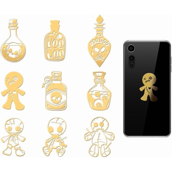 9pcs Golden Metal Stickers 1.6x1.6 Inch Voodoo Metal Stickers Potion Bottle Self Adhesive Sticker Epoxy Sticker