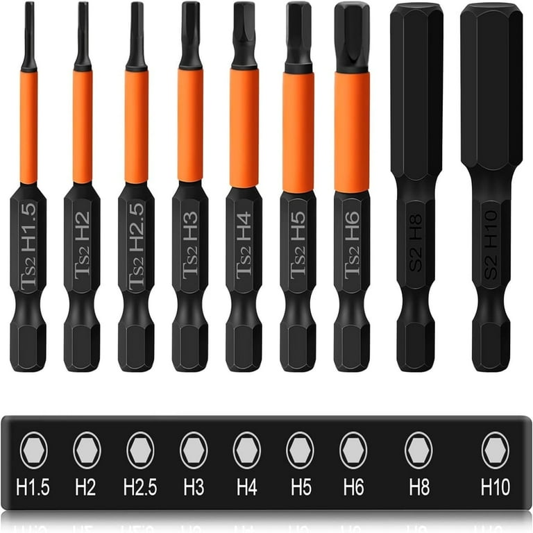 9pcs Impact Drill Bit 50mm Magnetic 1 4 Hex Allen Wrench Drill Bits Screwdriver Bits H1.5 H10