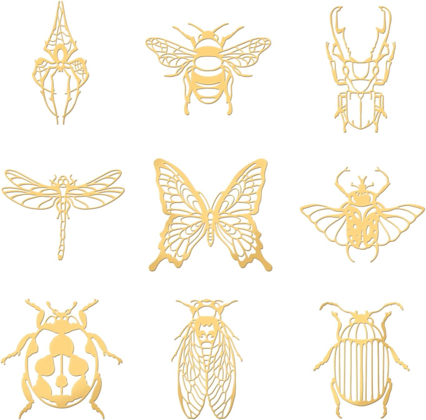 Insectoutline Stickers 9pcs Insect Pattern Stickers Self Adhesive Metal Picture Stickers ...