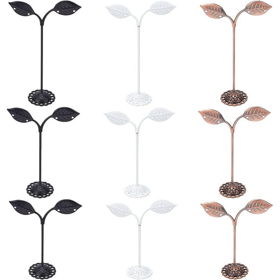 9pcs Iron Earring Displays 3.8/4.4/5.3 Inch Heights Earring T Stand Rack Black/Red Copper/White Bean Sprout Shape Earrings Display Stand Showcase Jewelry Earrings Photography Props