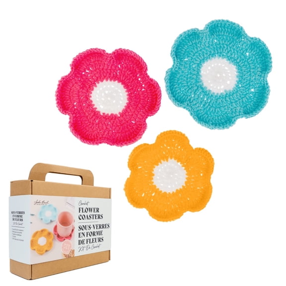 9pcs John Bead Crochet DIY Kit Multicolor Flower Coasters for DIY Arts and Crafts Making
