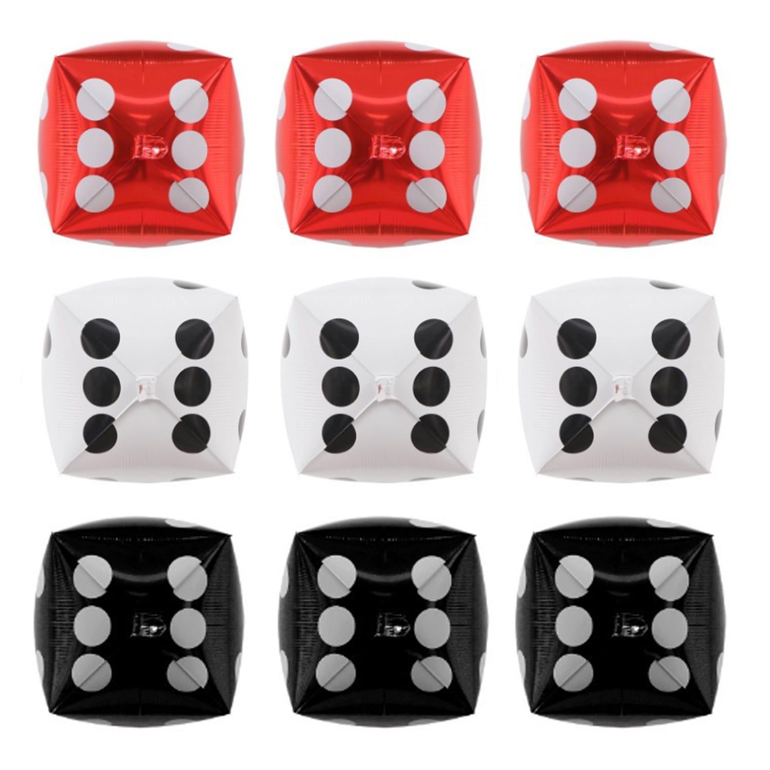 9pcs Large Dice Balloons,12 Inch Cube Foil Balloons,Casino Party Decorations,Inflatable Dice 4D Aluminum Mylar Balloon for Game Night Las Vegas Birthday Graduation Prom Party Supply