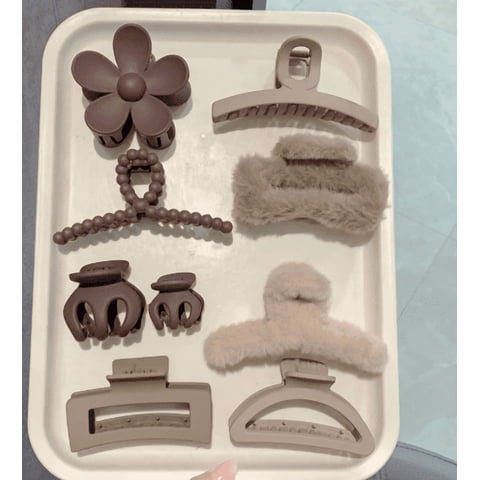 9pcs Leopard Hair Clips, Hair Claws Pack, Strong Hold No Slip Grip Claw Clips Hair Accessories and Lightweight Banana, Thick or Thin Hair Clip 10 PCS Set for Woman Girl