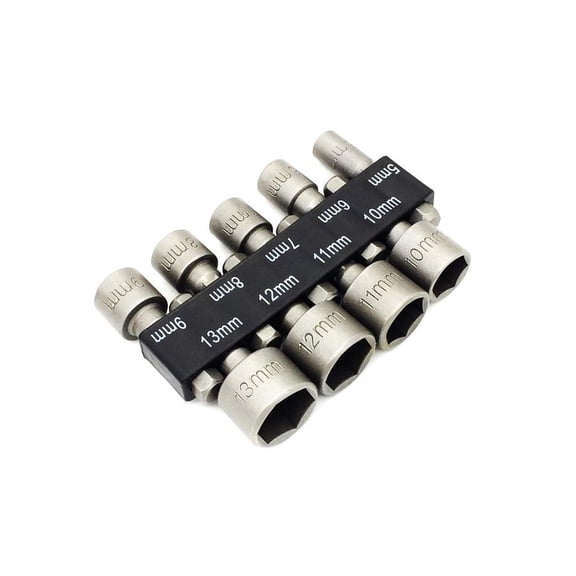 9pcs Lot of 5-13mm Hex Power Nut Driver Drill Bit Set Socket Bit Chuck Adapter Metric Socket Strong Sleeve for Wrench Screw