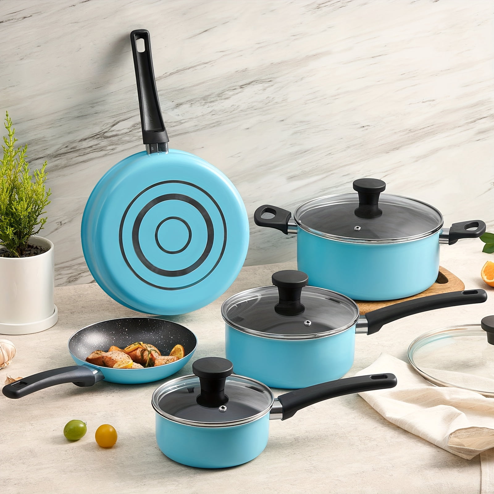 FANRUINA 9pcs Nonstick Kitchen Pots And Pans Set Cookware Set Aluminum ...