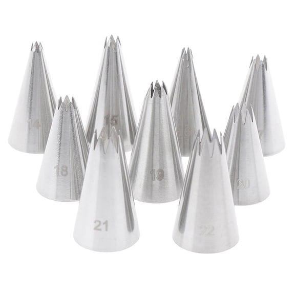 9pcs Open Star Cream Piping Nozzles Cake Decorating Set Metal Pastry Bag Tips