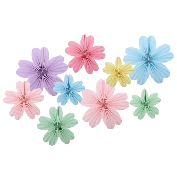 9pcs Paper Flowers Decorations for Wall Classroom Paper Fans Floral Backdrop Flower Wall Decor