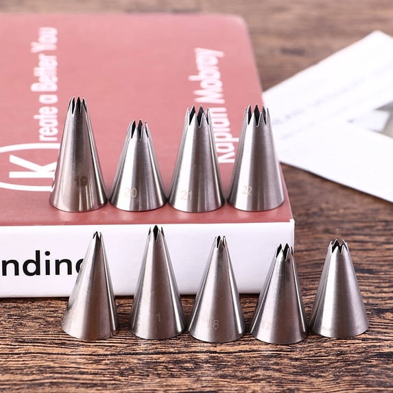 9pcs Pastry Icing Piping Nozzles Stainless Steel Decorating Tip Cake Decor