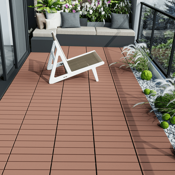 9 Pack Plastic Interlocking Deck Tiles, Outdoor Patio Flooring, 12"x12" Interlocking Decking Tile Outdoor All Weather Use, Waterproof Patio Pavers for Pool Balcony Backyard Porch, Garden