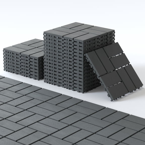 9 Pack Plastic Interlocking Deck Tiles, Patio Deck Tile, 12"x12" Indoor Outdoor Non-Slip and Waterproof Patio Floor Decking Tiles for Garden Yard Walkway Balcony Porch Poolside