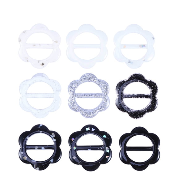 9pcs Plastic Flower-Shaped Smooth Scarf and Hair Clips, 3cm Inner Diameter, Stylish Accessories for Clothing and Hair