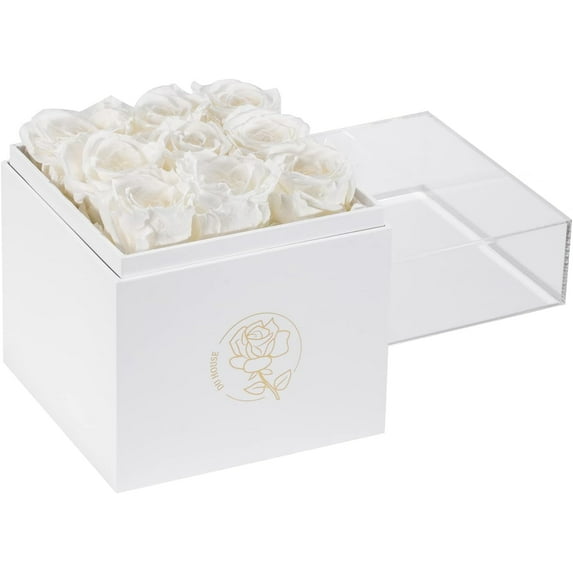 9pcs Preservd Rose in Acrylic Box Eternal Flower That Lasts 4 Years Gifts for Girlfriend Wife Mom Women Valentines Day Anniversary Birthday Mothers Day(Sky Blue)