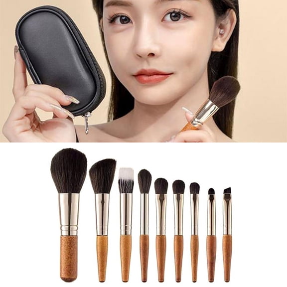 9pcs Protable Makeup Brushes Set Mini Blush Cosmetic Eyebrow Eyeshadow Brush Kit