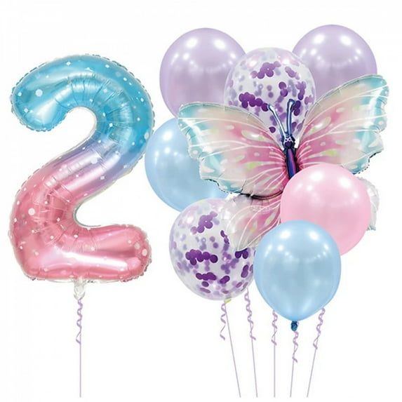 9pcs Purple Butterfly Balloons 38inch Starry Sky Number Balloon Kids Boys Girls Birthday Party Decorations Baby Show Party Decor