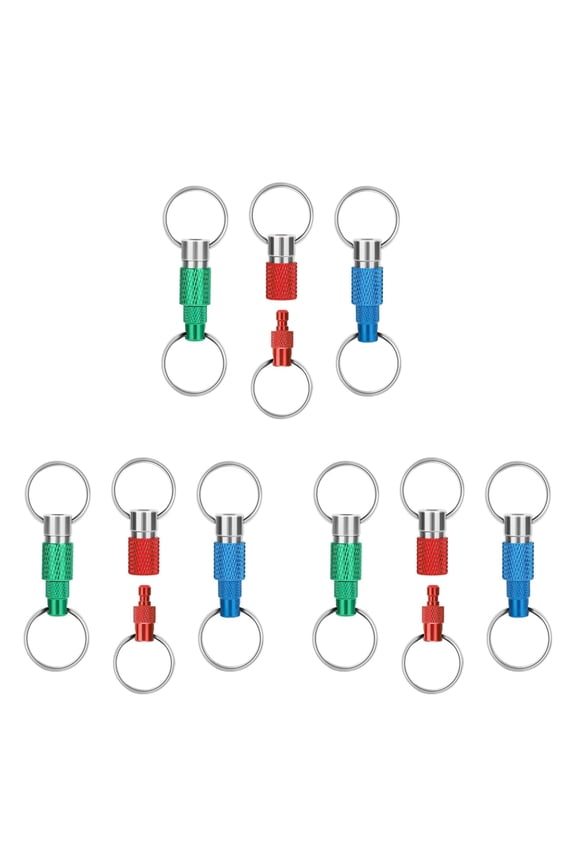 9pcs Quick Release Detachable Keychain, Double Rings Pull Apart Keychain, Spring Split Snap Seperate Keychain