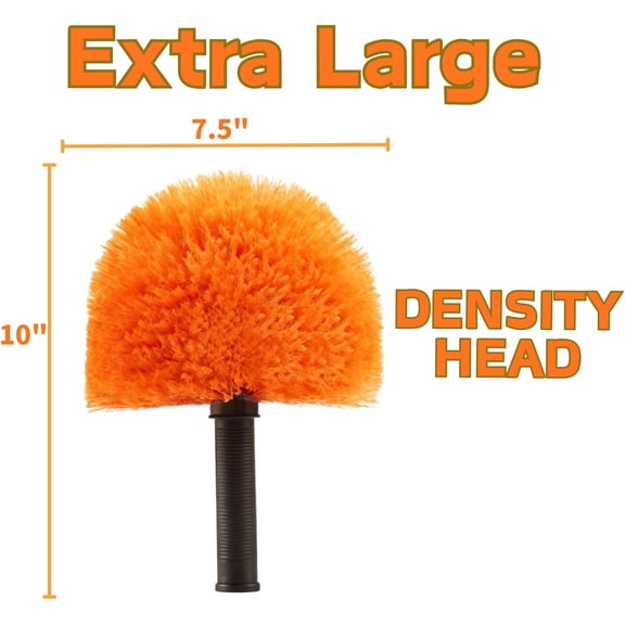 9pcs Screw on Webster Cobweb Duster Head for Pole | Spider Web Remover Brush | Cobweb Duster Head Attachment | Fits Standard 3/4 inch Threaded Poles (Orange)