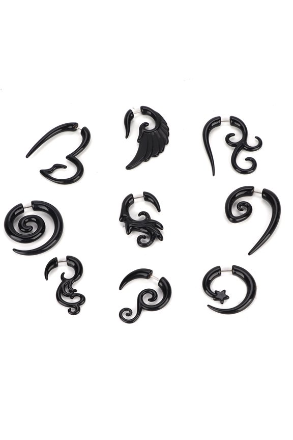 9pcs / Set Acrylic Earrings Punk Style Ear Stud Piercing Jewelry