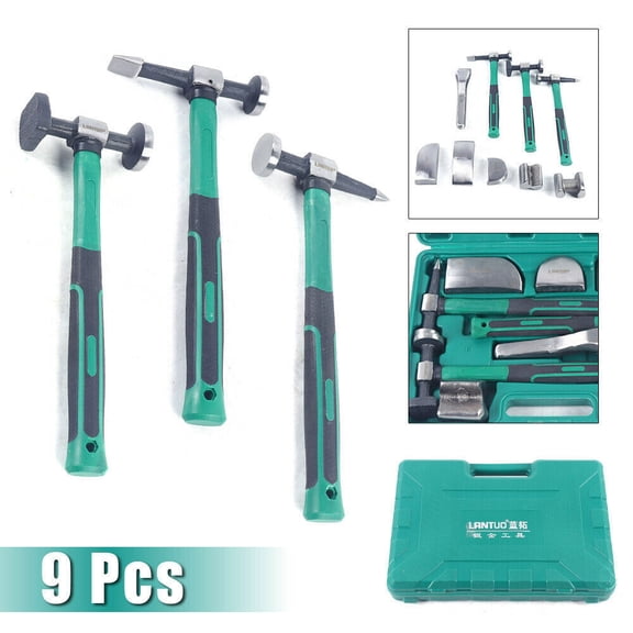 9pcs Set Hand Car Auto Body Work Hammer Fender Tool Dent Crowbar Repair Kit