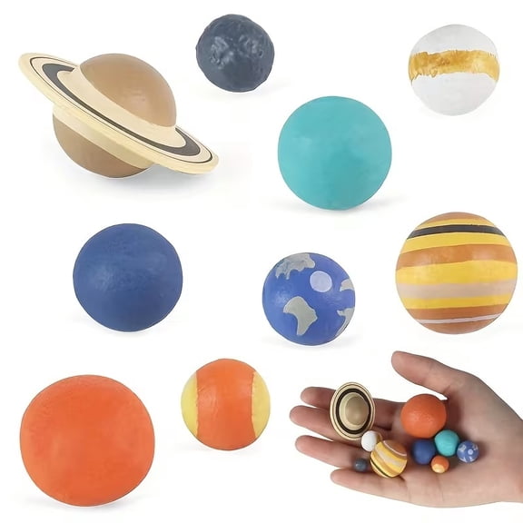9pcs Solar System Model Set for Kids - Educational Planet Figures & Earth Globe STEM Learning Toy with Realistic Design Compatible with Classroom & Home Use