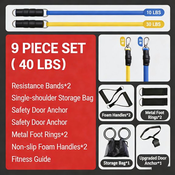 9pcs Stretching Strap -Strap for Stretching Equipment, Stretch Bands for Exercise and Flexibility - Fascia, Hamstring & Leg Stretcher Belt