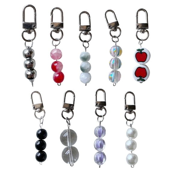 9pcs Stylish Beaded Phone Charm Chain Keychain Fashion Accessory Bag Pendant Keyring for Phones and Backpacks
