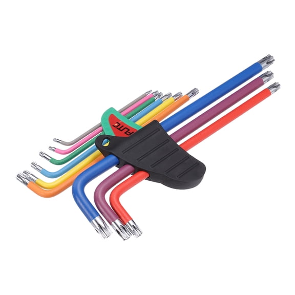 9pcs Torx Head Hex Key Wrench Set TT10/TT15/TT20/TT25/TT27/TT30/TT40/TT45/TT50mm CR-V Steel L-Shape Extra Long Arm Hexagon Metric Repairing Tool for Repair Magnetic,Multicolor