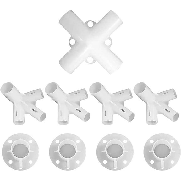 9pcs White Tent Replacement Spare Parts, Canopy Fitting, Spare Parts for 10'x10' Outdoor Canopy Tent Patio Camping Gazebo Awning Tent Feet Corner Center Connector