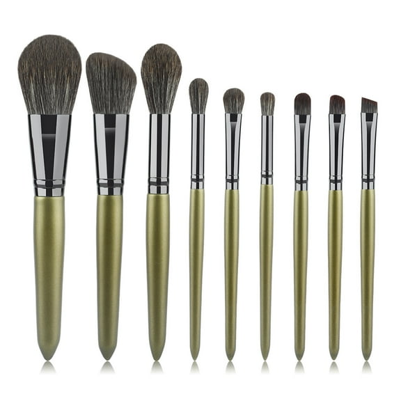 9pcs Wooden Handle Makeup Brush Set Super Soft Microcrystalline Silk Loose Powder Brush Makeup Brush Set