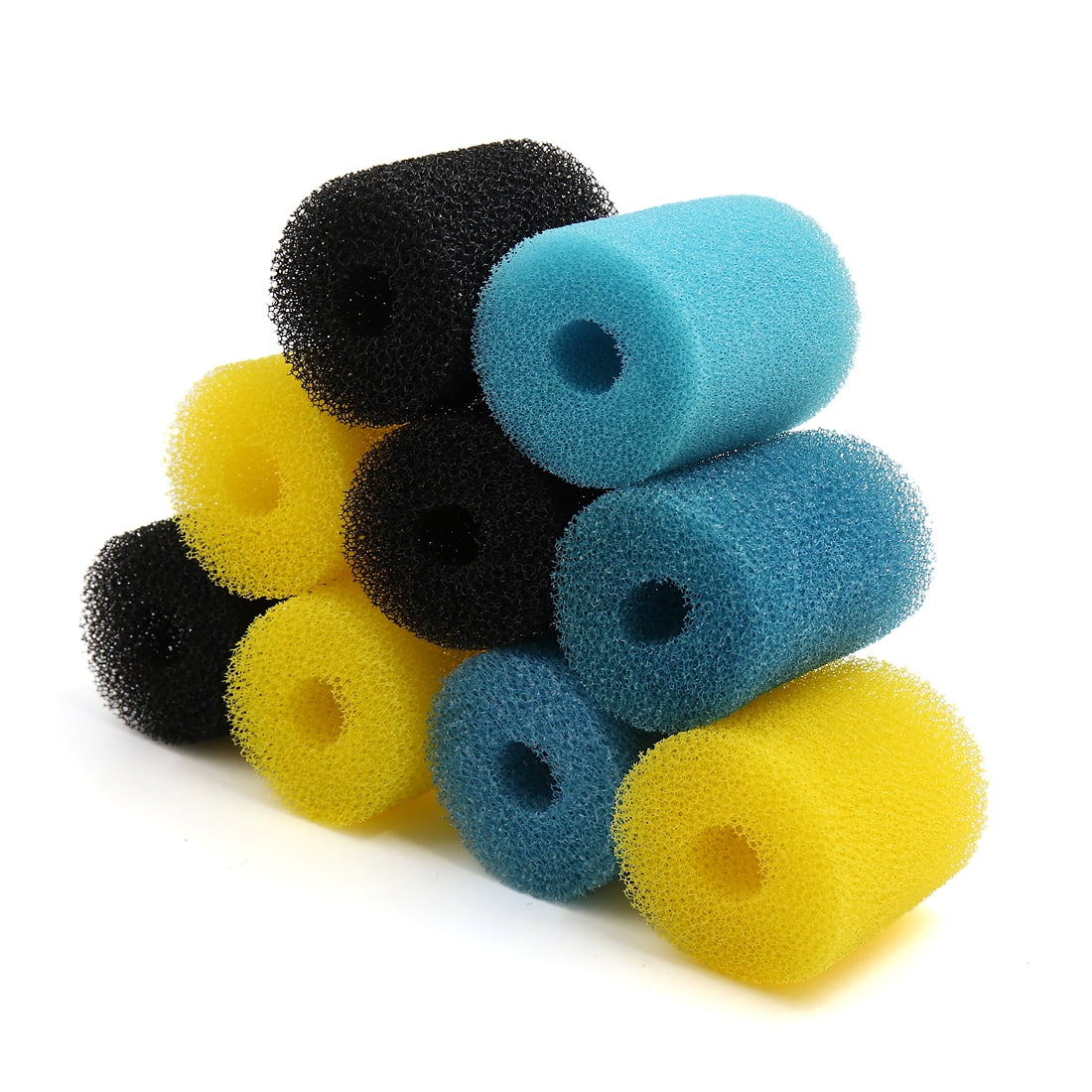 9pcs Yellow Blue Black 2.6inch Dia Pre-Filter Sponge Filter Media for Aquarium
