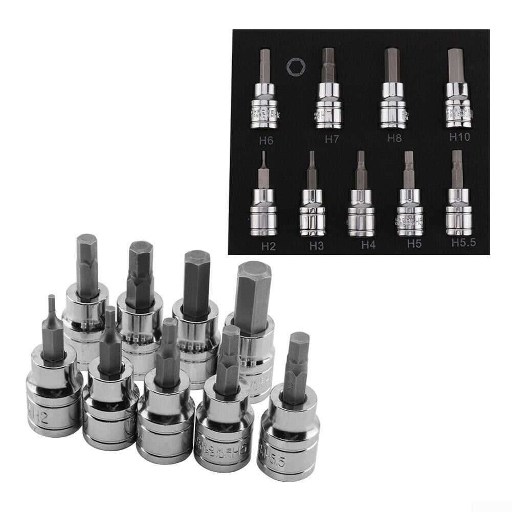 9pcs/set Allen Key Sockets Hex Bit Socket Set 3/8" Drive & Drill Metric 210mm