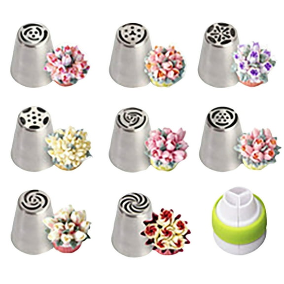 9piece Set Of Oversized Flower Piping Nozzles Stainless Steel Rose Cake Decoration Piping Nozzles Flower Piping Nozzle Bouquet For And Dessert Baking Tools