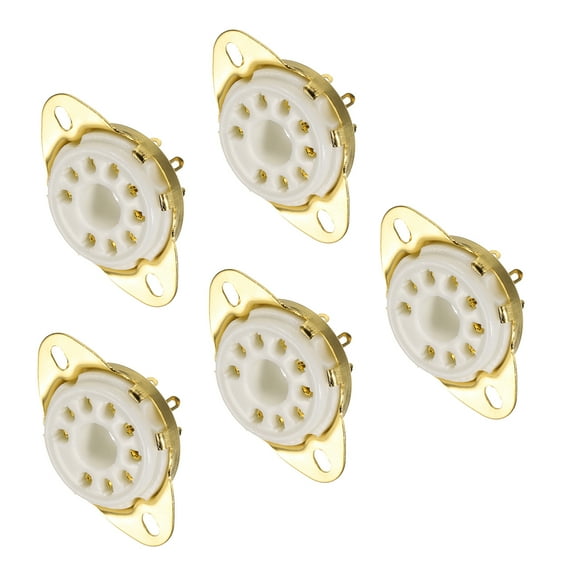 9pin PCB Tube Socket Ceramics, Vacuum Tube Protect Tube Socket White for 12AX7, 12AU7 Tube Pack of 5,GZC9-3-F-G