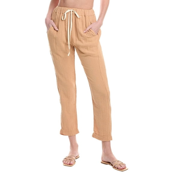 9seed womens Gauze High-Rise Tapered Lounge Pant, m, Brown