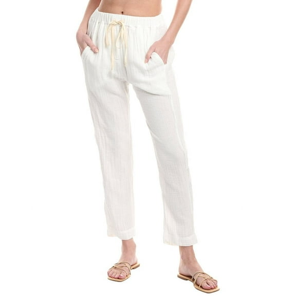 9seed womens  Gauze High-Rise Tapered Lounge Pant, s, White