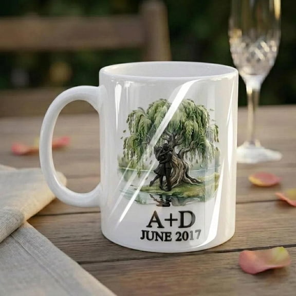 9th Anniversary Willow Mug, Faux 3D Effect Coffee Cup, Wedding Keepsake Gift