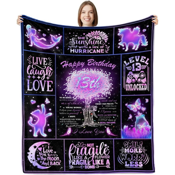 9th Birthday Blanket for Girls, 9 Year Old Girl Gifts for Birthday, Gifts for 9 Year Old Girls, Birthday Gifts for 9 Year Old Girl, 9 Year Old Girl Birthday Gift Ideas Throw Blanket 60”X50”