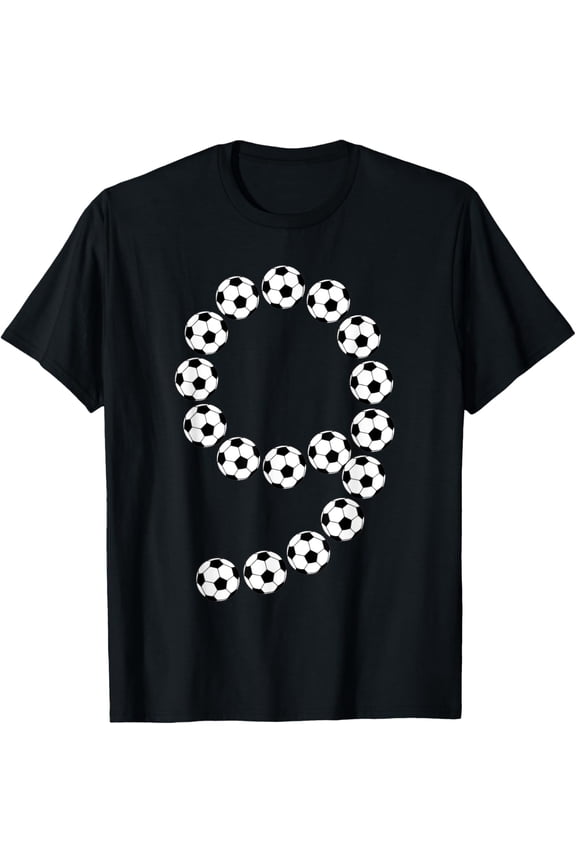 9th Birthday Football Soccer Boys Kids 9 Nine Years Old T-Shirt