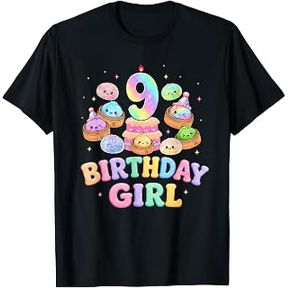 9th Birthday Girl, Cute Dumpling, Kawaii Style, Birthday Party, Short Sleeve T-Shirt