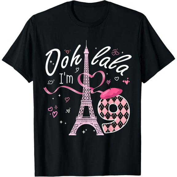 9th Birthday Paris Eiffel Tower 9 Year Old Funny B-Day T-Shirt