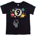 thumbnail image 1 of 9th Birthday Rocket Astronaut Themed T-Shirts with Moon & Planets for Boys Black Shirt Youth Medium, 1 of 3