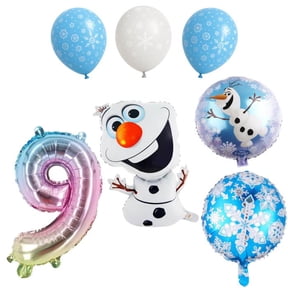 9th Birthday Winter Wonderland Snowman Party Balloon Set Blue White Snowflake Decor