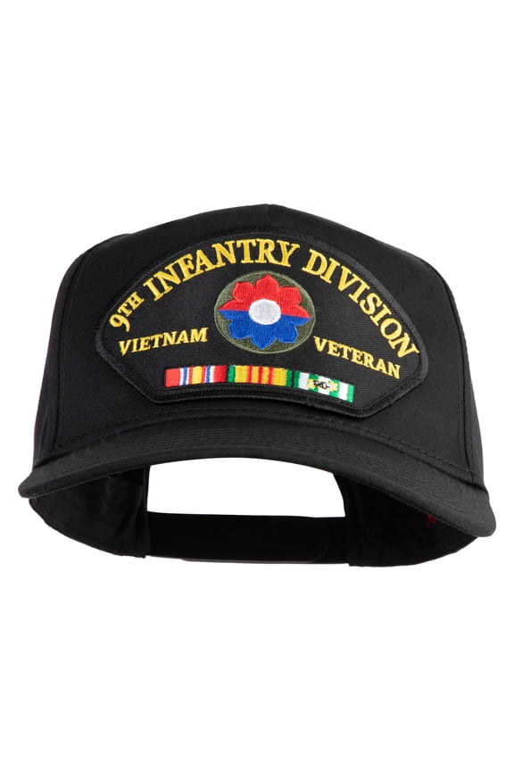9th Infantry Division Vietnam Veteran Patched Solid Cotton Twill 5 Panel Prostyle Snap Cap - Black OSFM