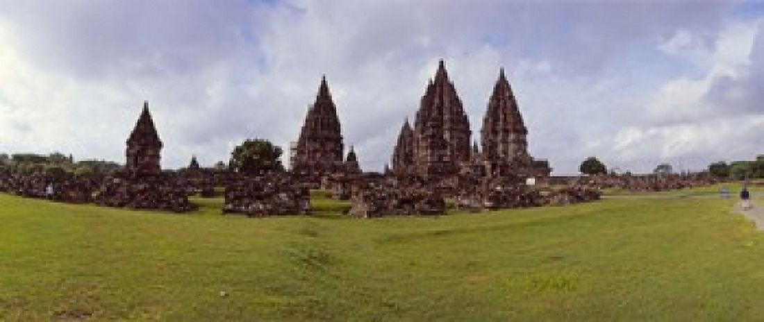 9th century Hindu temple Prambanan on Java Island Indonesia Canvas Art - Panoramic Images (30 x 13)