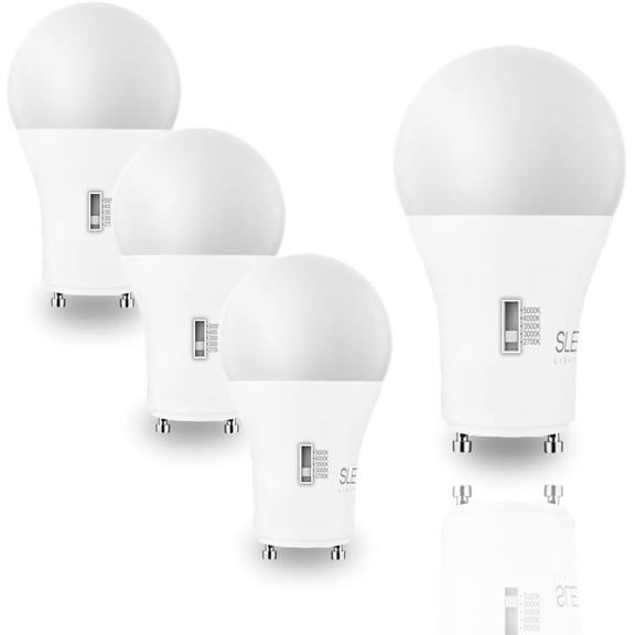 | 9w, 60W Eq, GU24 Base LED 2 Prong Light Bulbs, UL Approved, 120v, Mini Twist Lock, 5CCT (2700K-5000K) Dimmable - Replaces Spiral Self Ballasted CFL Two Pin Fluorescent Bulbs (4PK)