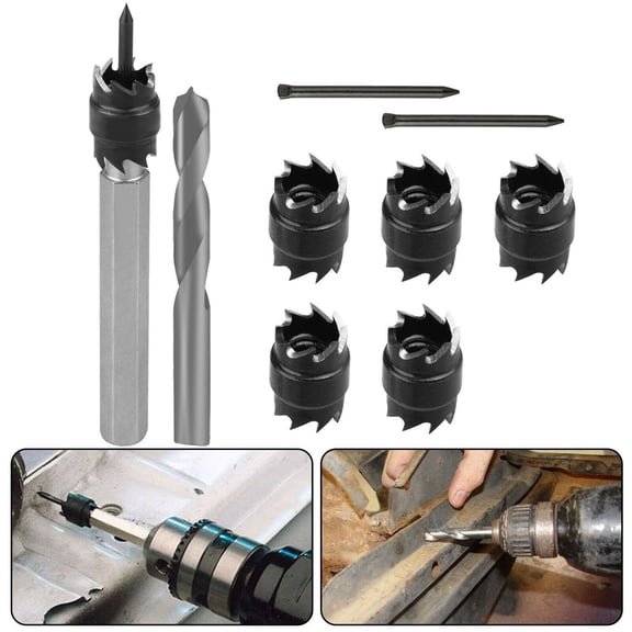 9x 3/8" Spot Weld Double Sided Cutter Remover Hex HSS Drill Welder Cut Tool Kit