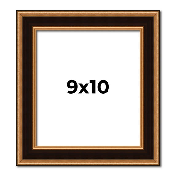 9x10 Frame Gold Brown Plein Air Vintage Solid Wood Picture Frame | 1.75 Inches Moulding Width |