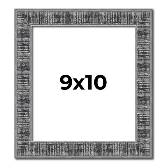 9x10 Frame Silver Black Rustic Sonoma Solid Wood Picture Frame | 1.5 Inch Moulding Width | Complete